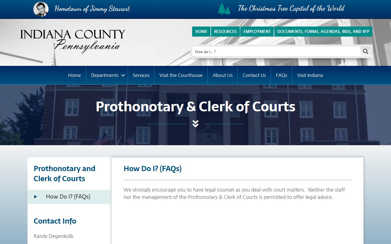 Indiana County court dockets Prothonotary and Clerk of Courts how-to page