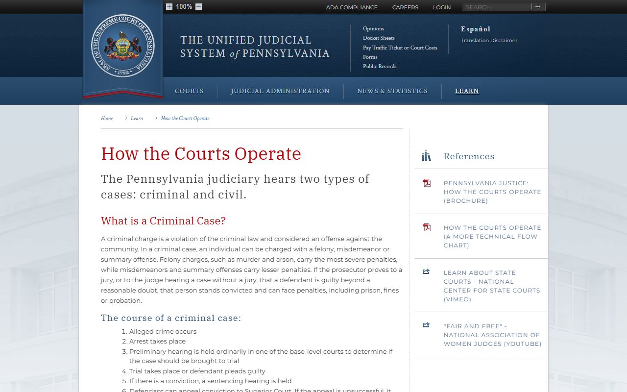 Indiana County court records Pennsylvania court structure
