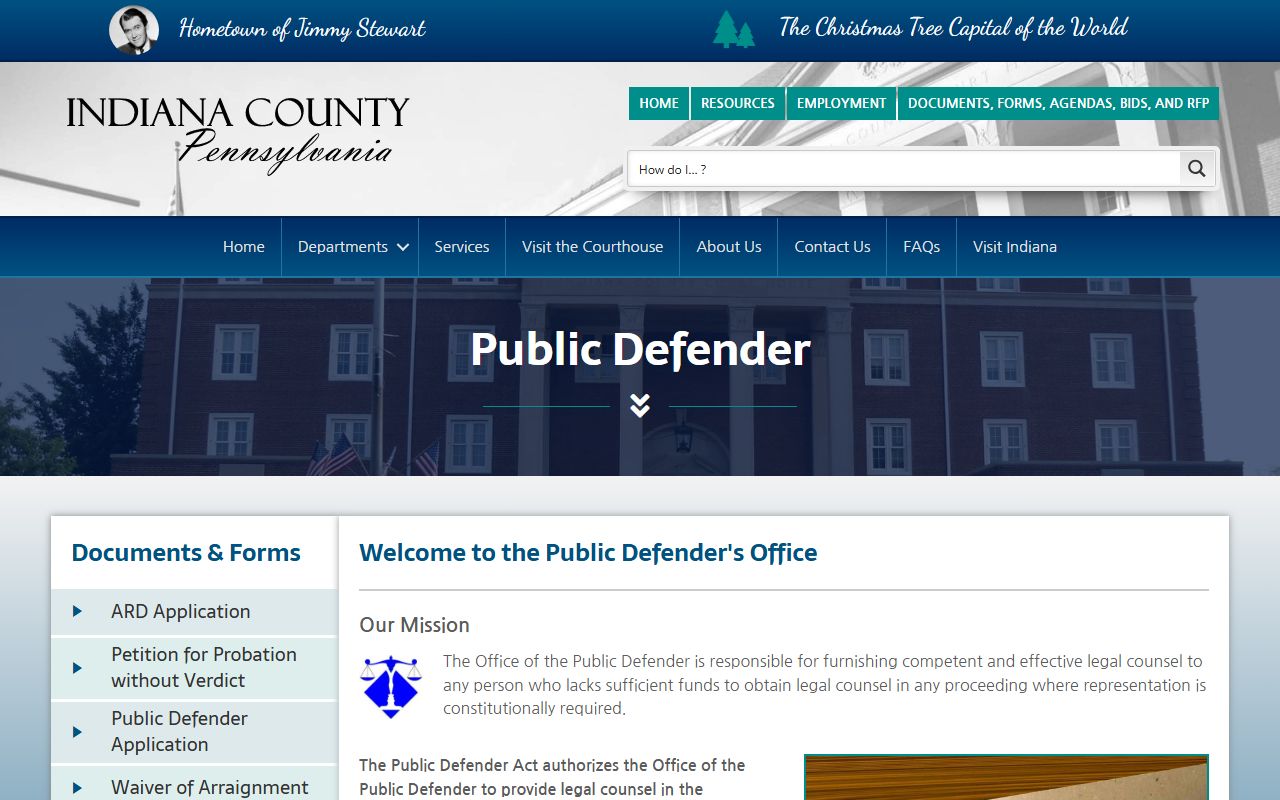 Indiana County criminal court records Public Defender office