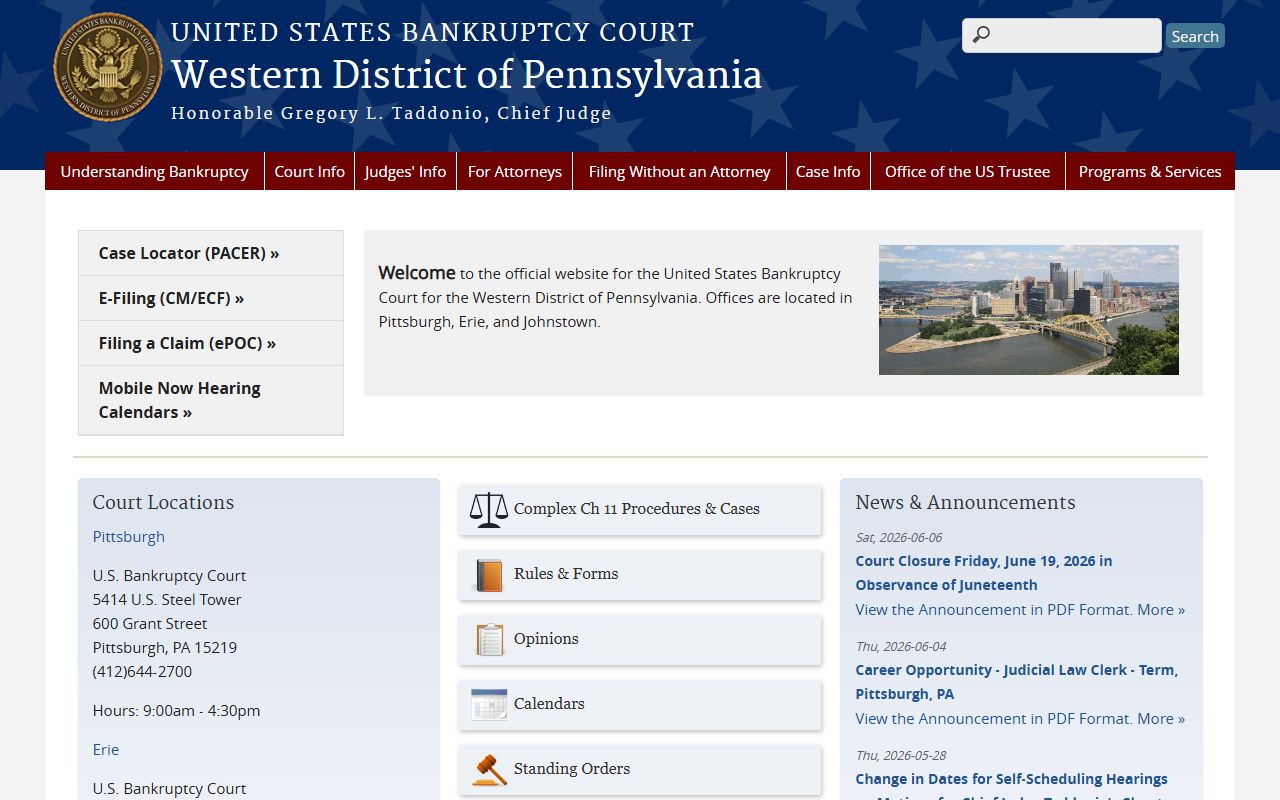 Indiana County Court of Common Pleas bankruptcy record distinction