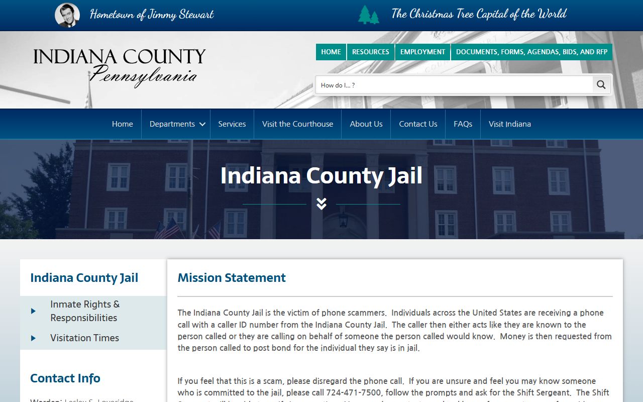 Indiana County inmate records jail source
