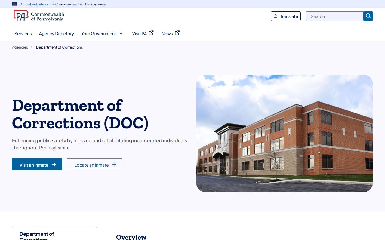 Indiana County inmate records Pennsylvania Department of Corrections source
