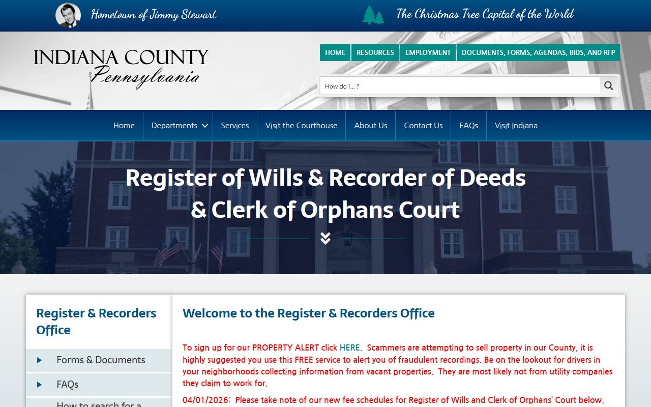 Indiana County marriage records Register and Recorder office page