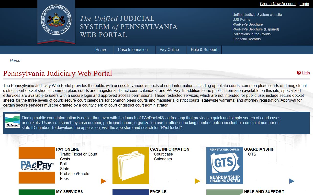 Indiana County court records UJS Web Portal
