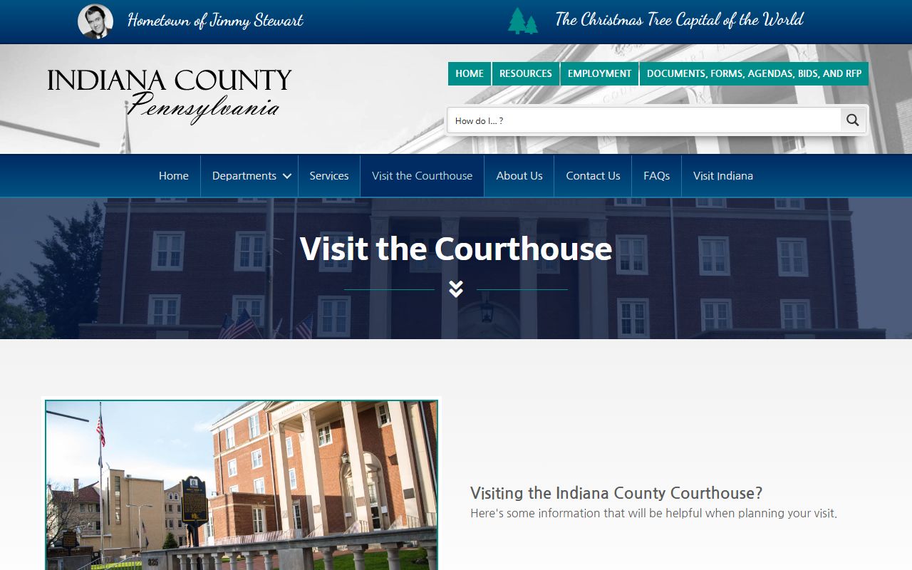 Indiana County court records courthouse visitor information